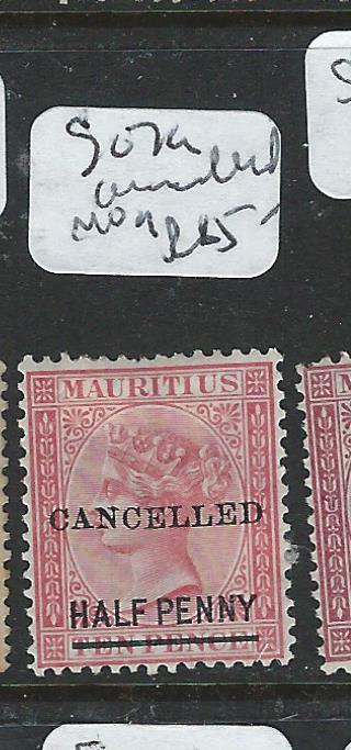 MAURITIUS   (PP2107B) QV HALF PENNY/10D SG 79 OVPT CANCELLED  MOG