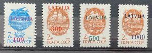 (4402) LATVIA 1992 : Sc# 327-330 RUSSIAN STAMPS SURCH IN KOPECKS - MNH VF SURCH