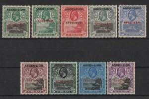 ASCENSION 1922 KGV Pictorial set SPECIMEN. 6 with CERTIFICATE.