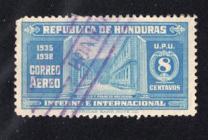 Honduras 1935 8c blue Airmail, Scott C77 used, value = 25c