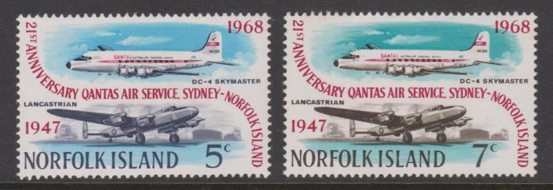 Norfolk Island 1968 Qantas Anniversary Sc#119-120 MH