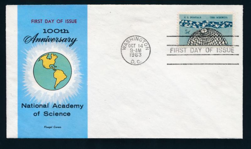 U.S. 1237unaddressed multicolor Fluegel FDC, Science