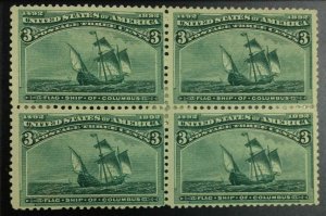 MOMEN: US STAMPS #232 BLOCK MINT OG H LOT #53000