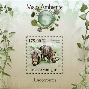 Rhinos Stamp Ceratotherium Simum Wild Animal Souvenir Sheet MNH #3637 / Bl.307