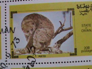 OMAN-1973 WORLD FAMOUS WILD ANIMALS  CTO SHEET- VF WITH FIRST DAY CANCEL