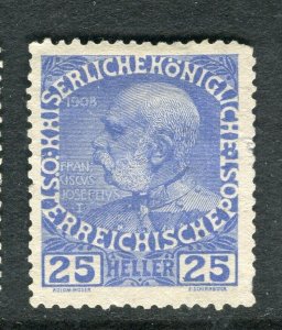 AUSTRIA; 1908 early Anniversary issue fine Mint hinged 25h. value