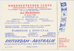 Meter card Netherlands 1964 Shipping Company Wambersie - Sailing list Rotterdam 