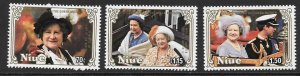 NIUE SG587/9 1985 LIFE & TIMES OF QUEEN MOTHER MNH
