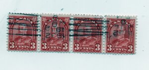 Scott# 167 used  strip of 4  July 9 1932 cancel