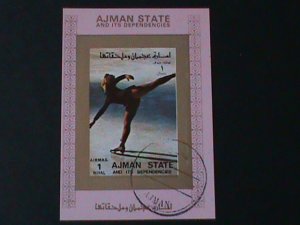 ​AJMAN-1969- WINTER OLYMPIC GAMES-SKATER-CTO-S/S-VERY FINE -FANCY CANCEL