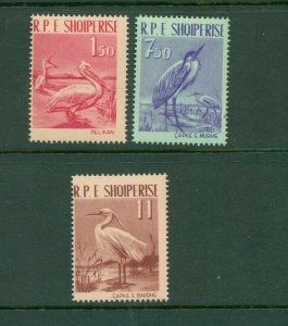 Albania #592-94 VFMNH 1961 Birds set CV $22.25