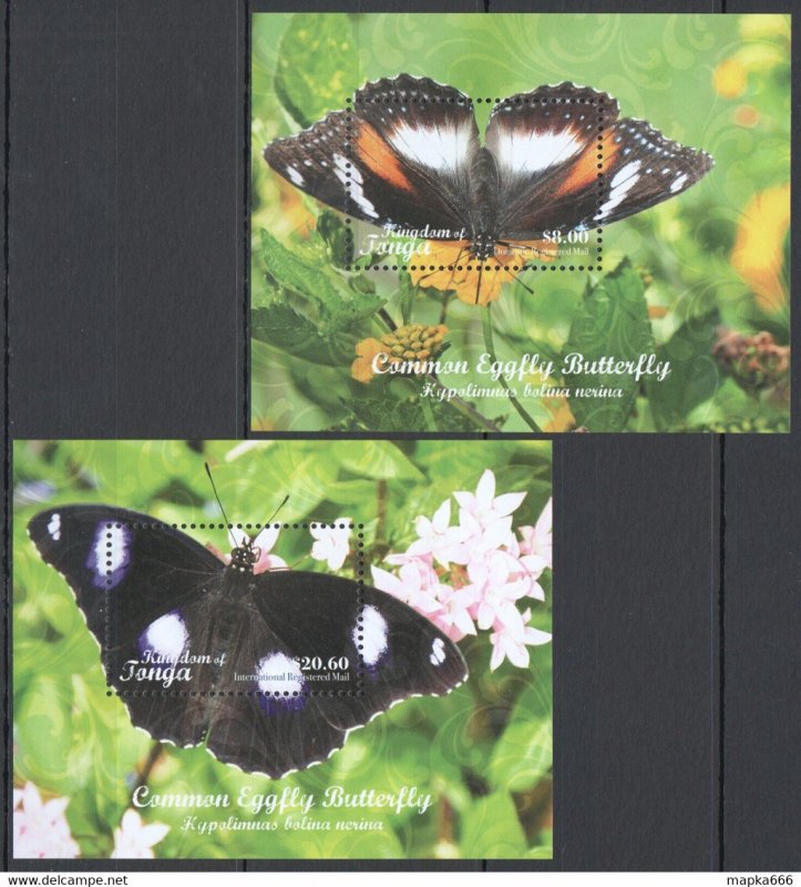 2018 Tonga Flora & Fauna Butterflies Common Eggfly Butterfly 2Bl ** Ec193-194