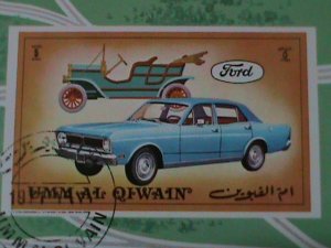 ​UMM AL QIWAIN-1971 -LOVELY FORD-CLASSIC ANTIQUE CAR -CTO IMPERF-S/S VF