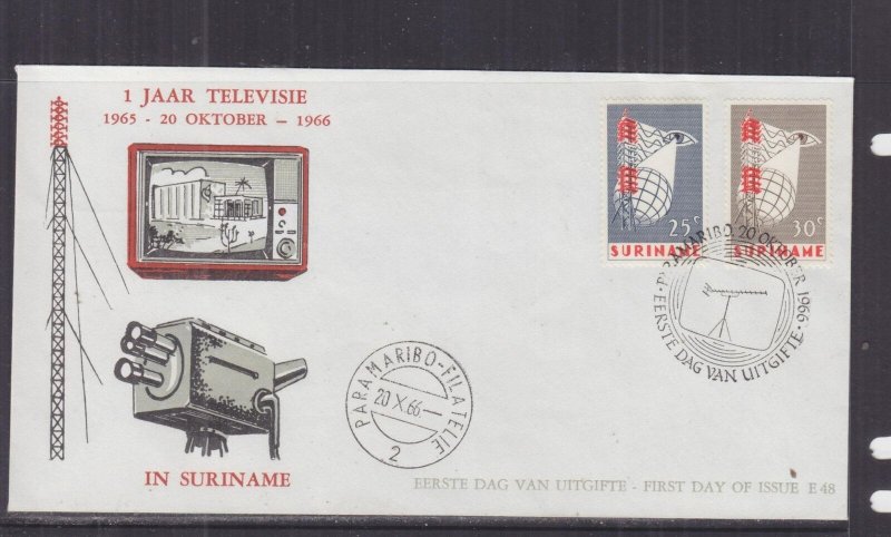 SURINAME, 1966 TELEVISION pair, unaddressed First Day cover. 