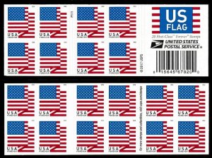 USA BOOKLET FOREVER SC# 5262a US FLAG PANE 20 S.A. MNH-PL# P111