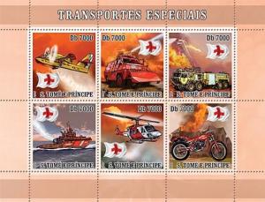 SAO TOME E PRINCIPE 2007 SHEET SPECIAL TRANSPORT RED CROSS st7322a