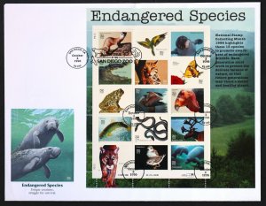 U.S. Used #3105 32c Endangered Species Sheet Fleetwood First Day Cover. Choice!