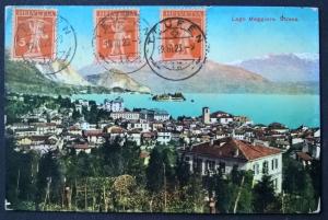 Switzerland 1923 Lago Maggiore TEUFEN postcard to PENANG Straits Settlements