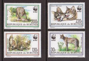 Burundi  #681-684   MNH  1992  World Wildlife Fund