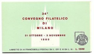 Booklet of the 34th philatelic conference in Milan 1980