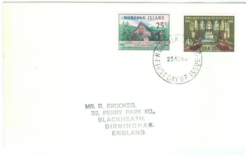 1c Gems  Norfolk Island  #97-8 uncacheted addressed FDC 