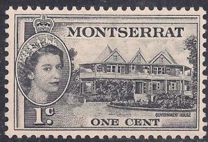 Montserrat 1953 - 63 QE2 1 ct Black Government House MM SG 137 ( J1149 )
