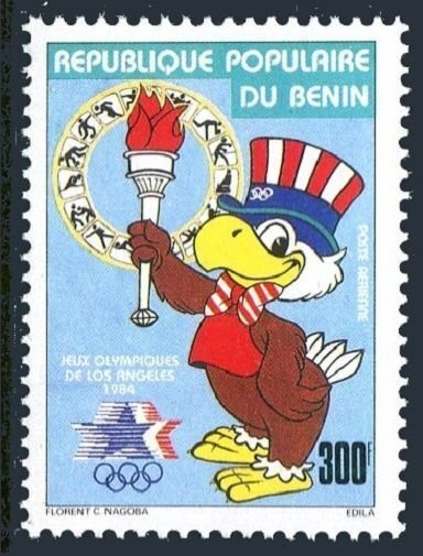 Benin C318, MNH. Michel . Olympics Los Angeles-1984. Sam the Eagle, mascot.