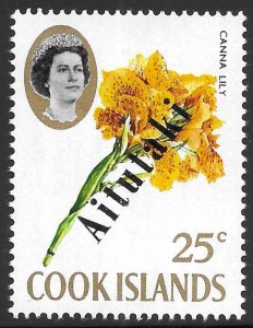 Aitutaki Scott 44 MNH 25c Cook Island Overprinted Flower Issue of 1972