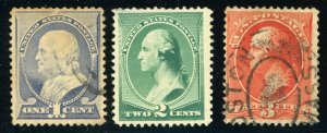 USA #212-214 Postage Stamps 1887 MNH Used