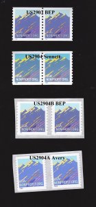 Pairs 5c Mountain US 2903, US 2904, US 2904A, US 2904B Lot (4) MNH F-VF