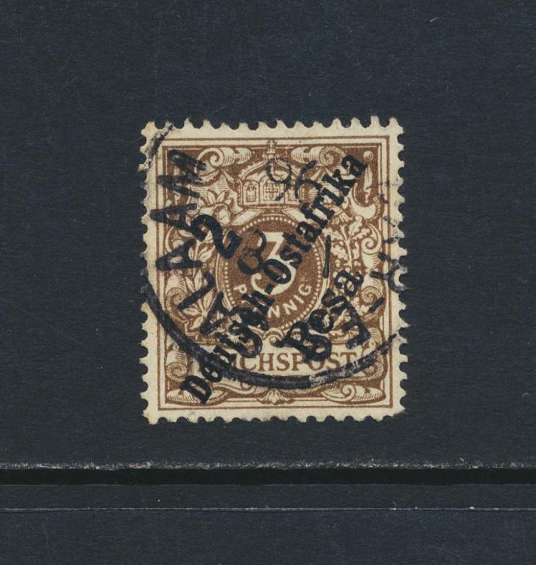 GERMAN EAST AFRICA 1896, 2p on 3pf DARK BROWN, VFU Sc#6 $38 (SEE BELOW)