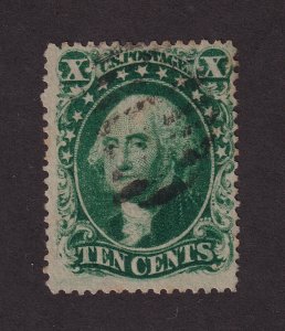 1857 Washington Sc 33 Type III used single 10c green light cancel CV $190 (BF