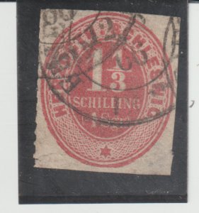 Germany-Schleswig-Holstein Scott #12 Used  slight corner thin CV.$60.