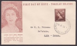 TOKELAU 1953 Coronation FDC - Nukunono cds.................................a3460