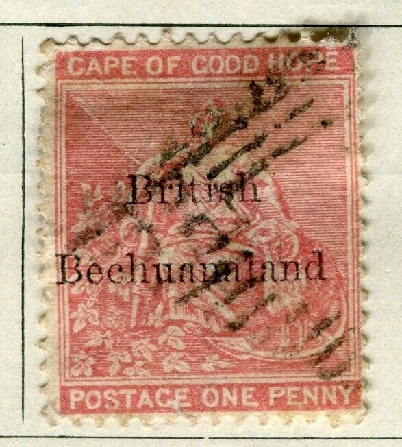 BECHUANALAND; 1885-87 early classic QV Cape Good Hope Optd. issue used 1d.