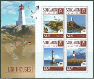 SOLOMON ISLANDS 2014 LIGHTHOUSES  SHEET  PERFORATED MINT NH