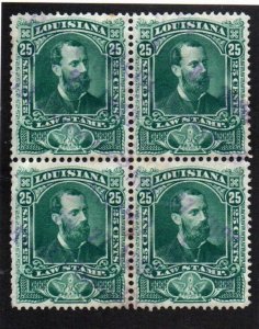 Louisiana Law Stamps Used 25 cent block of four