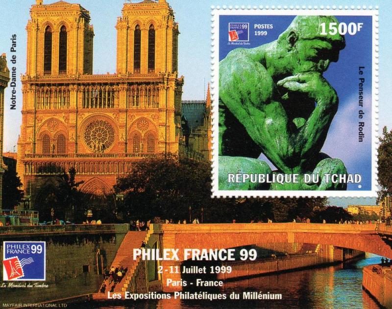 Chad 1999 Auguste RODIN -Philexfrance 99 S/S perforated MNH Sc# 811