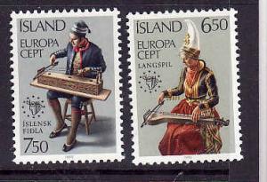 Iceland-Sc#606-7-Unused NH Europa set-Music-1985-