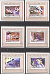 {414} Mozambique 2009 History of the Space Flight II 6 S/S Deluxe MNH**