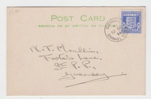 Guernsey 1944 2½d Arms on printed postcard tied by single ring 12.AP.44