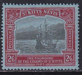 Sc# 61 St Kitts Nevis 1923 Caravel in Old Road Bay 2/6 MLMH Wmk 4 CV $52.50