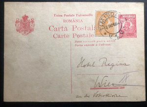 1927 Timisoara Romania Stationery postcard Cover To Vienna Austria