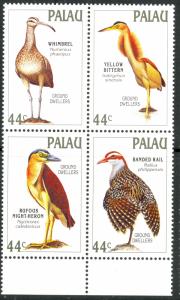 PALAU 1988 BIRDS Set in Se-tenant Block Sc 190a MNH