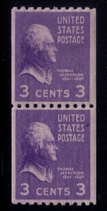 US Sc 851 MH Horz. Pair Fine - MNH bottom stamp only!