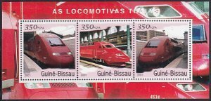 Guinea-Bissau 2001 FRENCH-BELGIAN SPEED TRAINS Sheet Perforated Mint (NH)