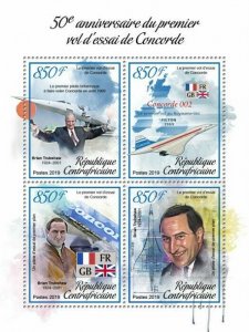 HERRICKSTAMP NEW ISSUES CENTRAL AFRICA Concorde Flight Sheetlet