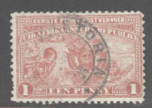 Transvaal Scott 165 Used 1895 1p coat of arm, railroad  stamp