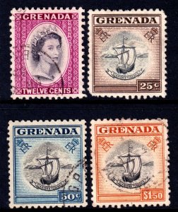 Grenada 1953-59 QEII 12c-$1.50 Used SG 200-203 CV £19