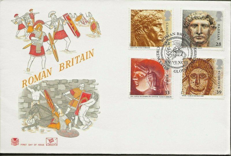 15/6/1993 ROMAN BRITAIN SET FDC FDC UNUSUAL PICTORIAL POSTMARK FDC